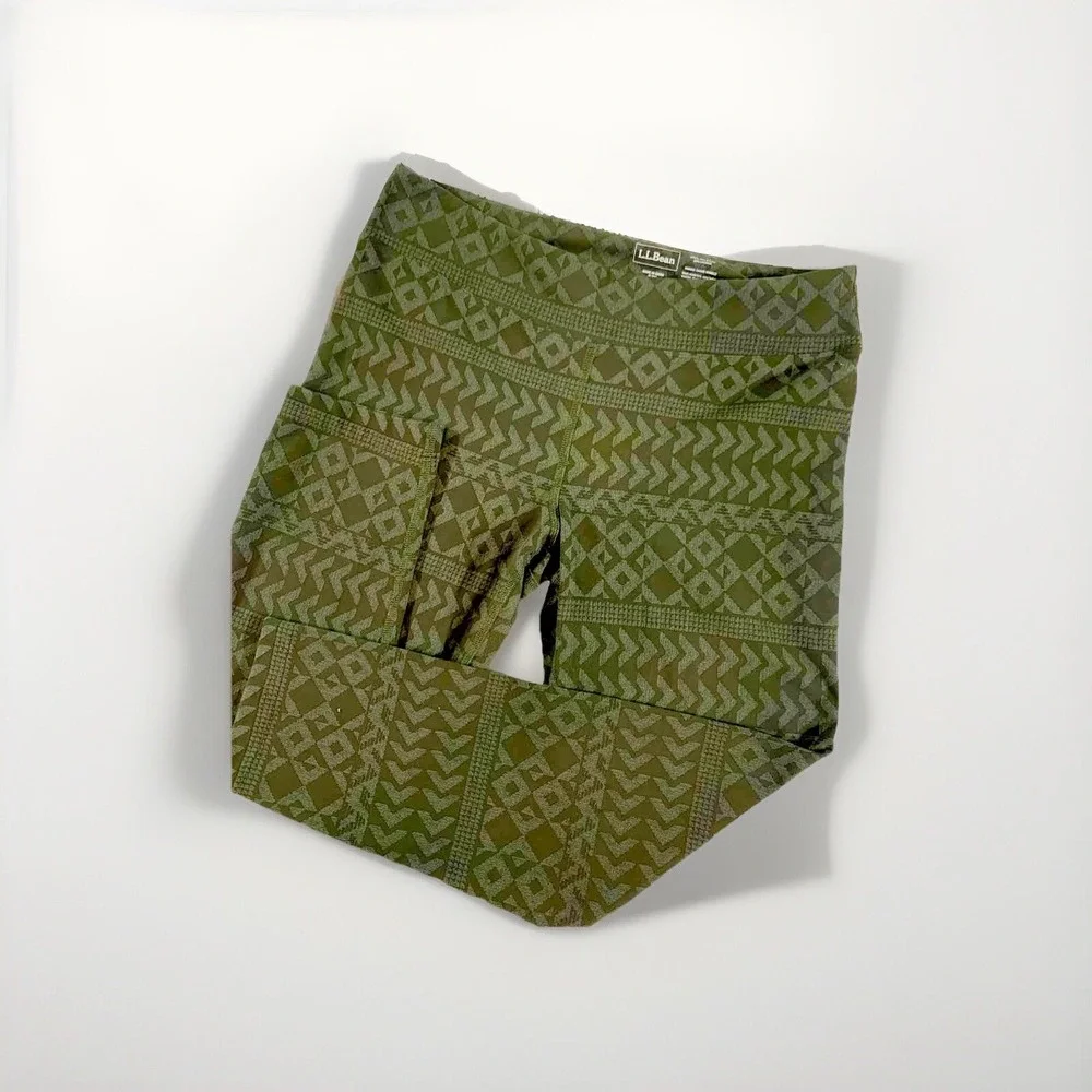 L.L. Bean Women's Leggings‎ Size Medium Performance Green Aztec 50+UPF